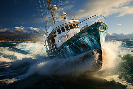 海洋上的渔船背景图片