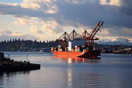 港口大型货船背景图片