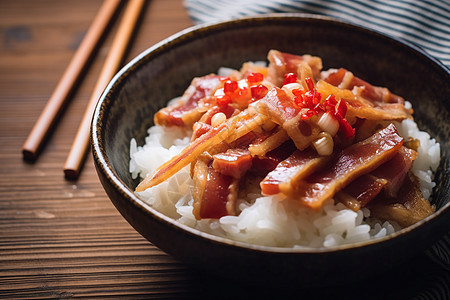 美味的猪肉炒饭高清图片