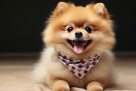 可爱的小犬戴围巾图片