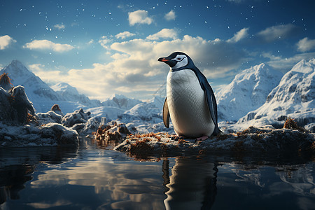 梦幻的冰天雪地下的企鹅图片