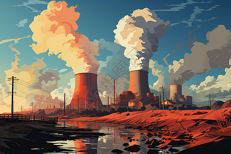 核电站的插画图片