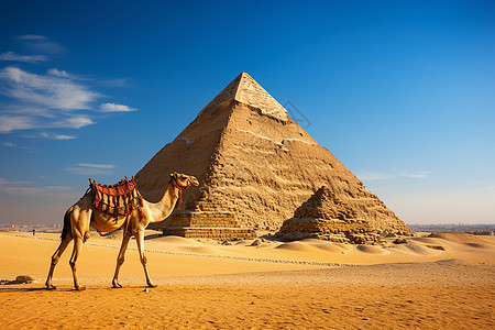 沙漠前的金字塔背景图片