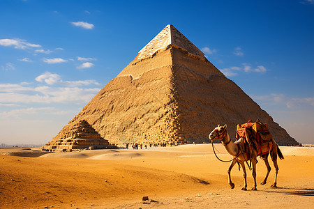金字塔与骆驼高清图片