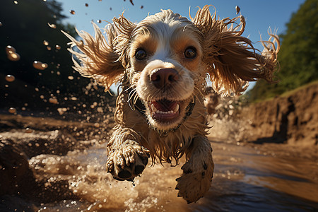 欢乐奔跑的小狗图片