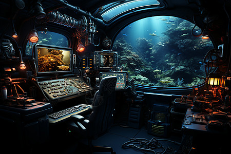 深海控制室潜水艇三明治高清图片