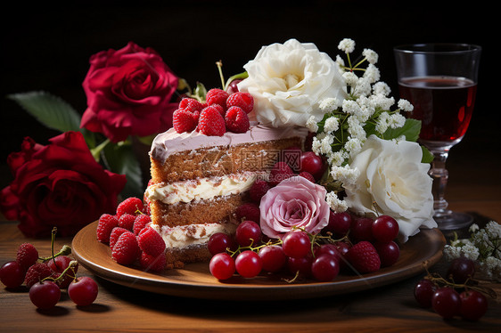 甜美的红丝绒慕斯蛋糕图片