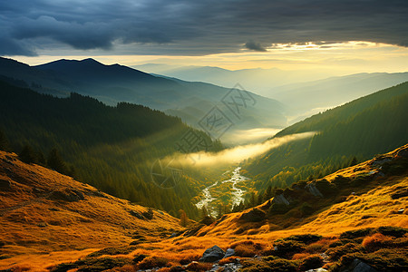 壮丽山河日出时分山河如画背景