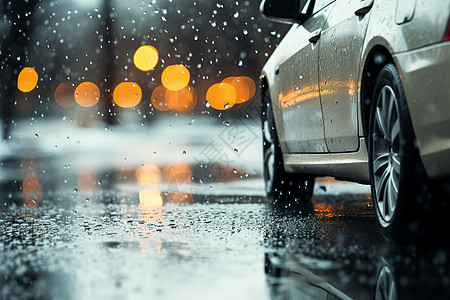 下雨开车下雨的天气背景