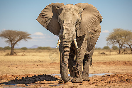 大象行走于野外图片