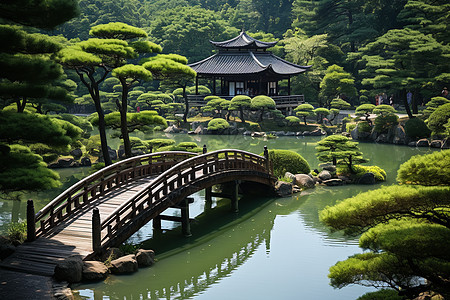 日式花园的建筑图片