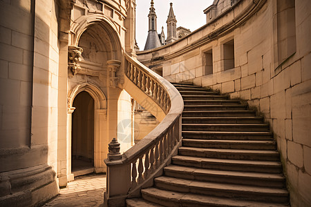历史古堡的楼梯图片