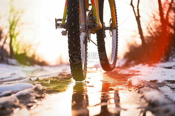 阳光照耀下的自行车图片