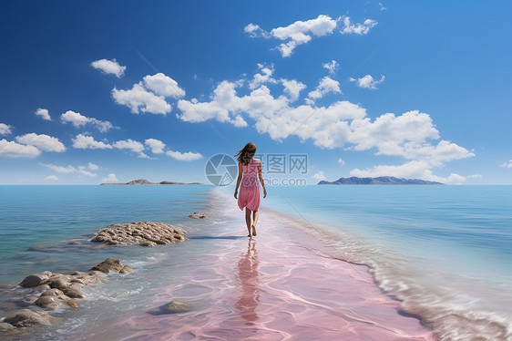 海边的孤独女子图片