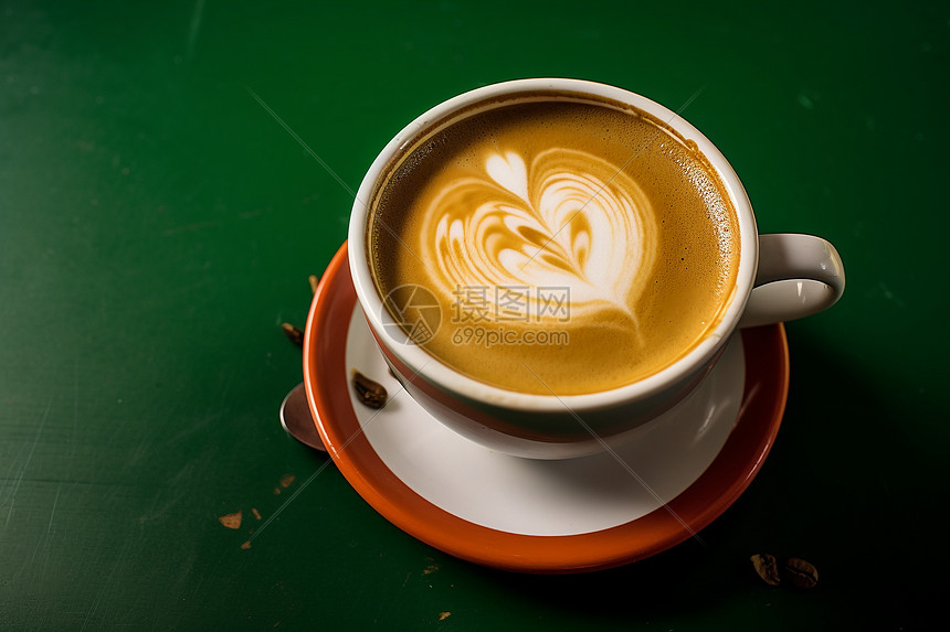 一杯带有心形图案的咖啡图片
