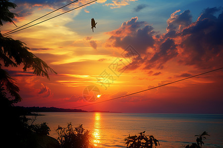 夕阳下的海岛风景图片