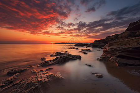 夕阳下的海洋图片