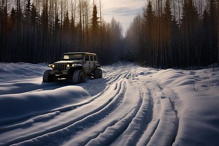 冬季雪中的汽车图片