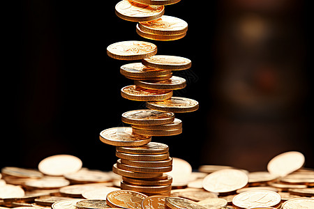 金币堆叠的金融场景背景图片