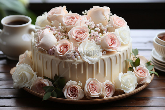 浪漫甜蜜的心形蛋糕图片