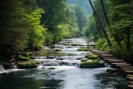 山间溪流背景图片