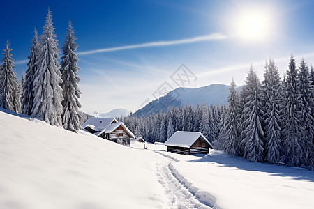 冬季雪地风景图片