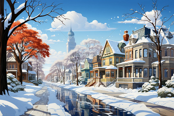 冬日城市景观图片