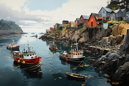 渔船彩绘：丰收时节图片