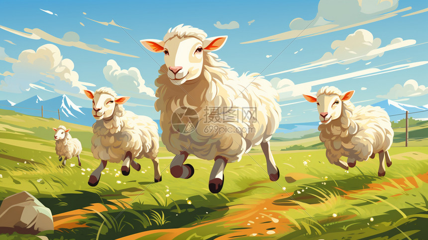 自由的羊群图片