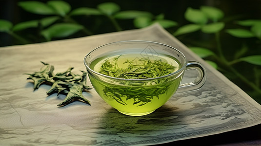 一杯有机绿茶图片