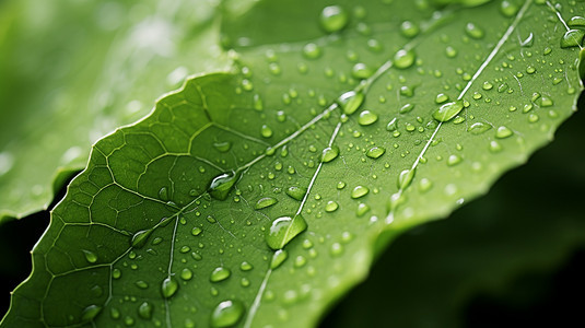 叶子上的雨滴背景图片