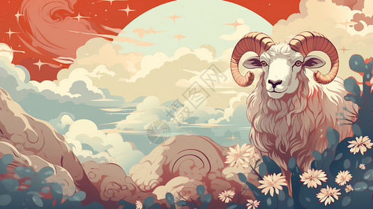 羊的插画图片