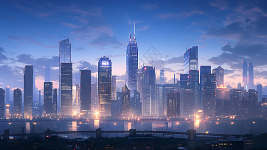 城市商业中心夜景背景图片