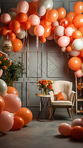 生日派对带气球拱门背景图片