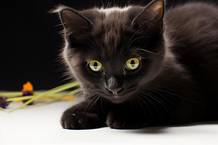 黑色的可爱小猫图片