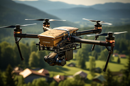 飞翔科技飞在空中的无人机背景