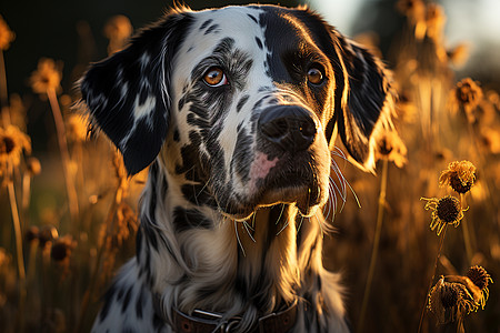 蒲公英白色绒毛斑点犬的表情背景