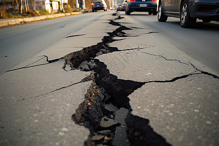 公路塌陷的路面图片