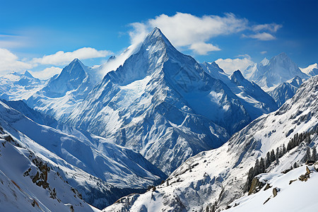 白雪皑皑的雪山景观图片