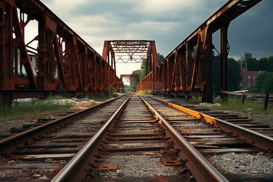 废弃破旧的铁路桥梁图片