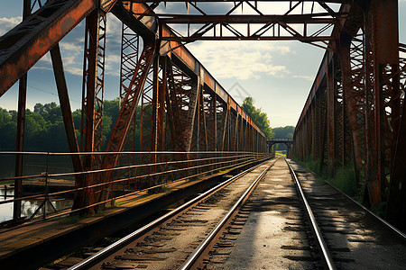 破烂生锈的铁路桥图片