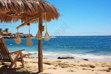 夏季度假海滩的美丽景观背景图片