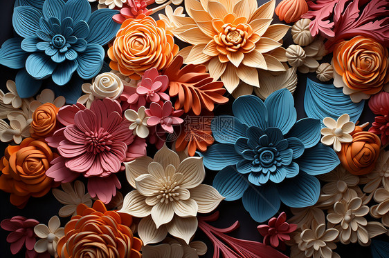3D立体花朵创意插图图片