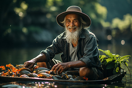 传统的乡村渔民图片
