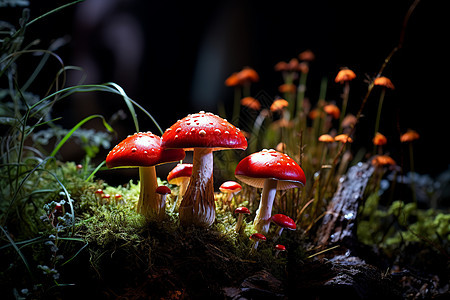 树林中的野生蘑菇图片