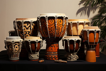 传统土著非洲鼓乐器图片