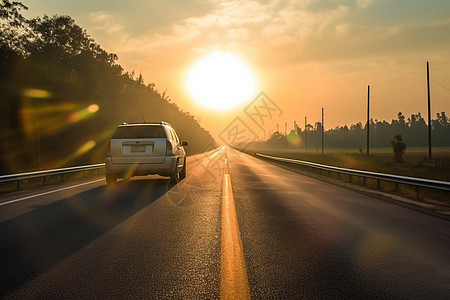 朝阳照耀下的高速公路图片