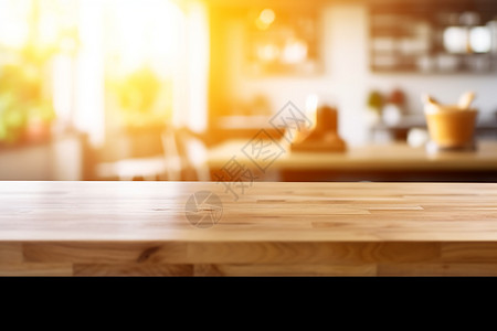 咖啡店的木桌展台背景图片
