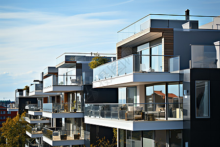 带阳台的海景建筑住宅区图片
