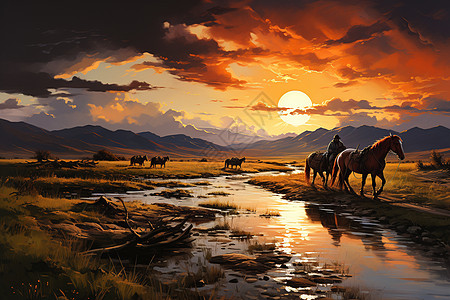 大草原上的牧马人图片
